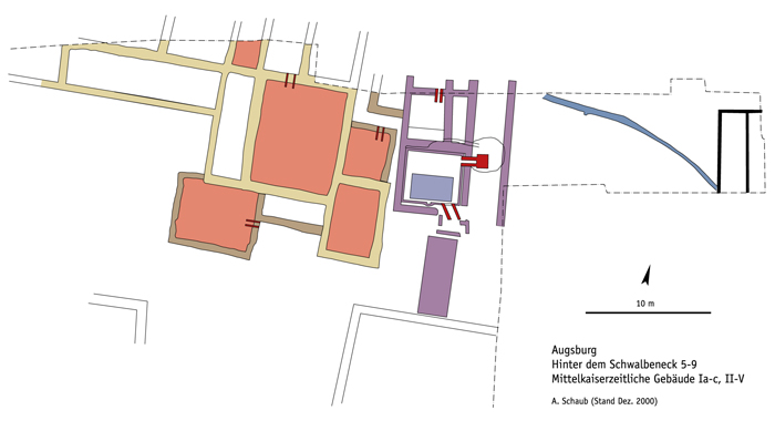 Hinter dem Schwalbeneck (1999). Grundriss eines Gebäudes der mittleren Kaiserzeit. (Plan: Andreas Schaub)