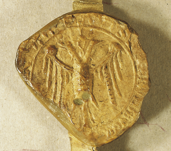 Siegel der Augsburger Judengemeinde (an einer Urkunde von 1298)