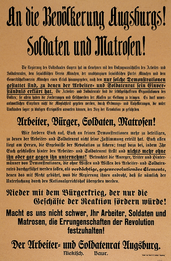 Aufruf des Arbeiter- und Soldatenrats, 1919